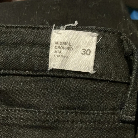 Hudson Black Mid Rise Cropped Mia 5 Pocket Flare Leg Jeans Womens 30" - Picture 6 of 6